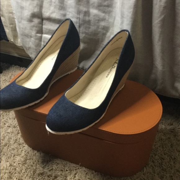 CL by Laundry Shoes Navy Blue Wedge Heels Poshmark